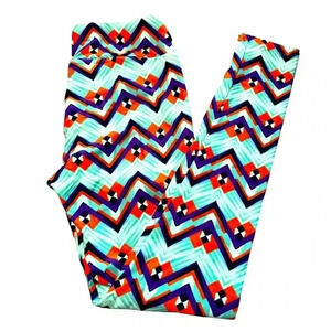 Lularoe one size mint, orange  & purple graphic zig zag leggings. OG quality new